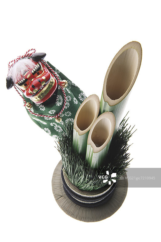 门松和舞狮玩偶图片素材