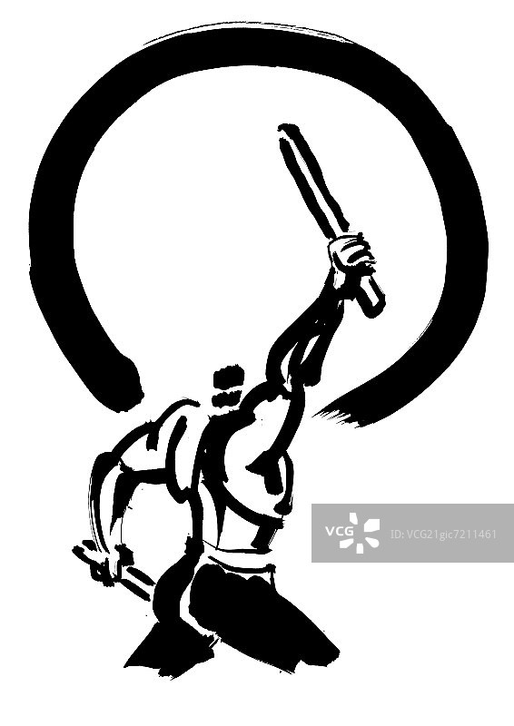 在白色背景下打鼓的男人插画图片素材