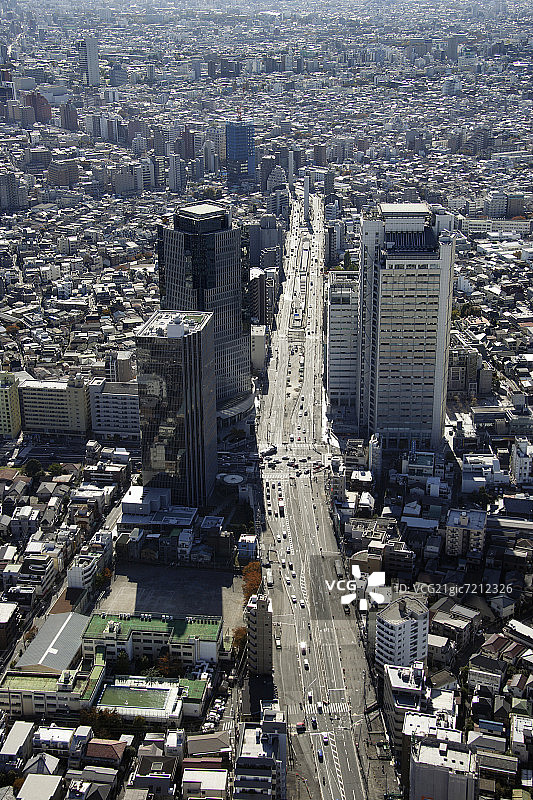 日本本州岛东京中野区航拍图像图片素材