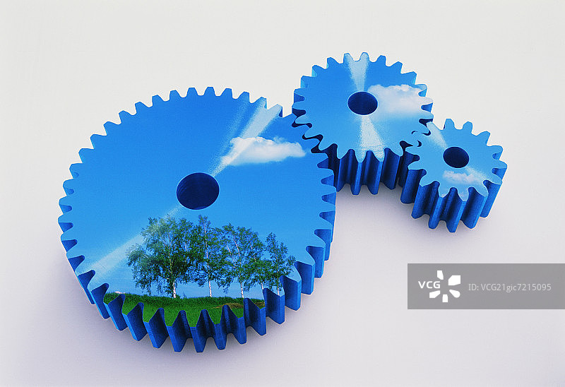 反射树木的齿轮图片素材