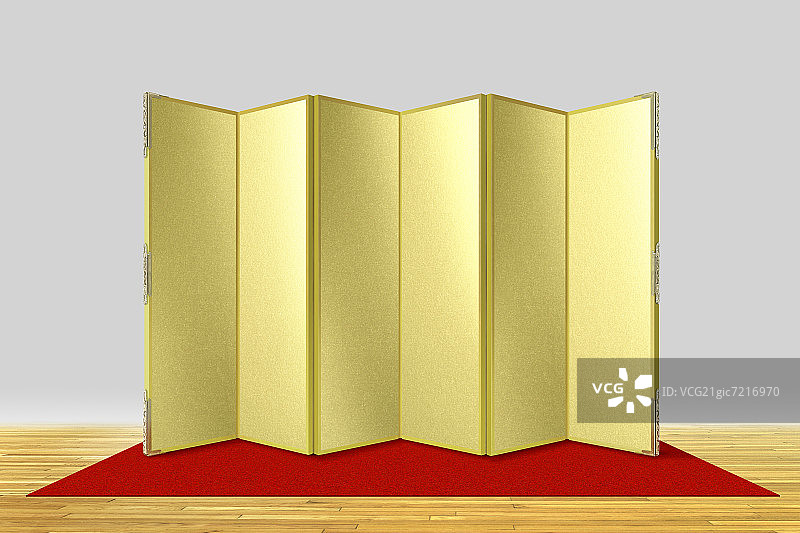 红地毯上的金色屏风图片素材