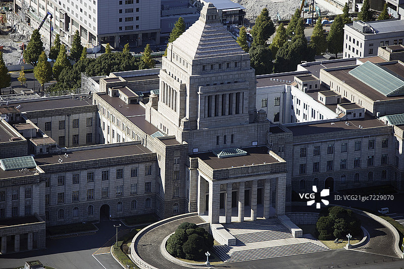 日本本州岛东京县议事大楼航拍图片素材