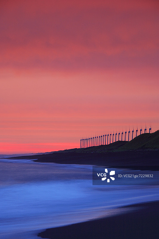 利尻岛和黄昏的海洋图片素材