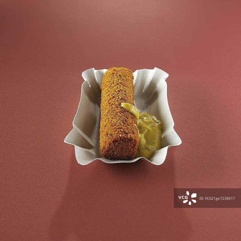 配甜芥末的炸肉丸（荷兰）图片素材