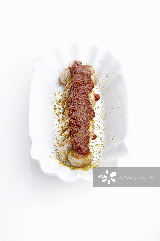 咖喱香肠配番茄酱图片素材