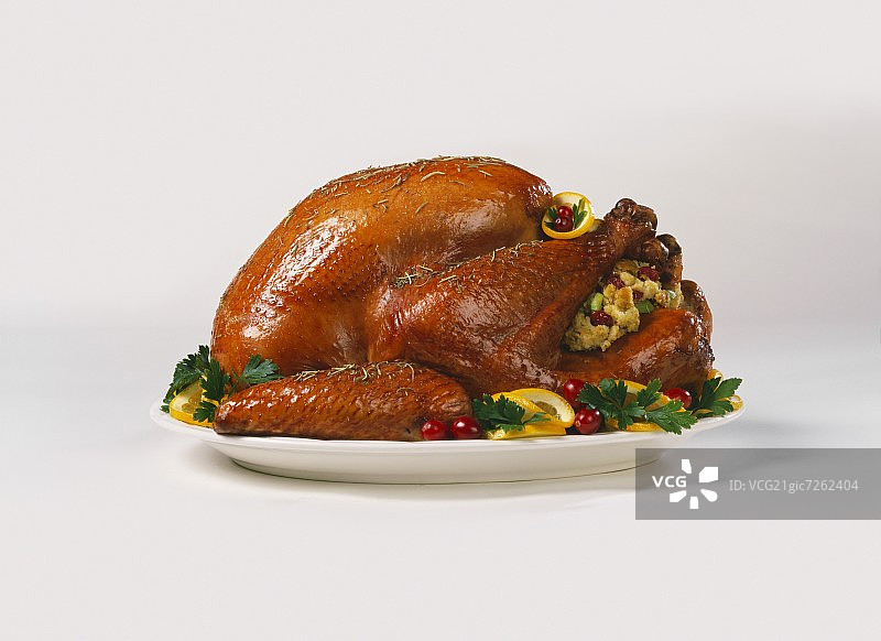盘中酿烤火鸡图片素材
