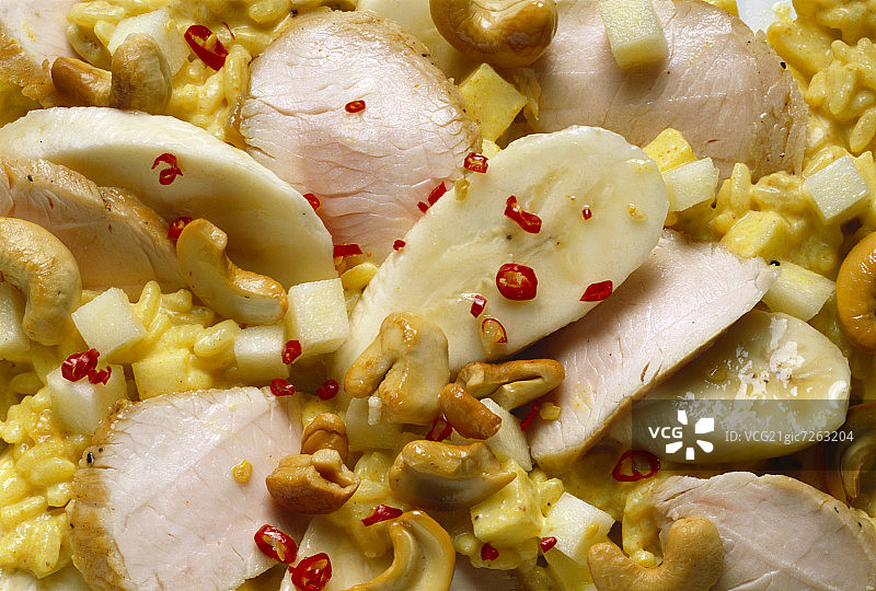 香蕉火鸡肉沙拉饭图片素材