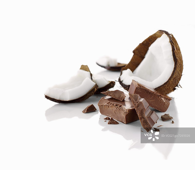 椰子和巧克力块图片素材