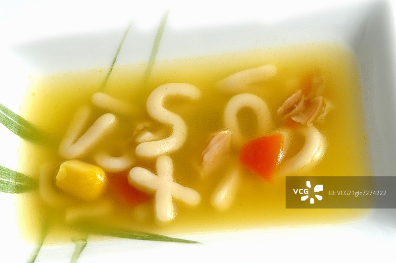 鸡肉胡萝卜字母面汤图片素材