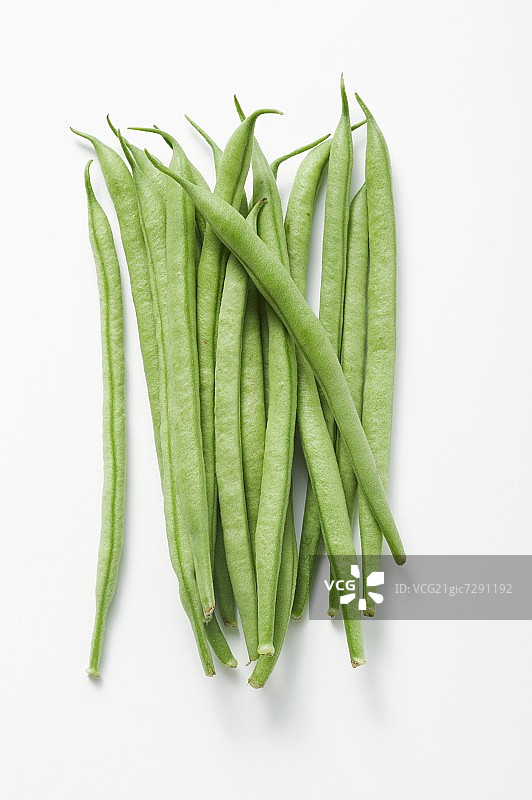 几根绿色的豆角（俯视）图片素材