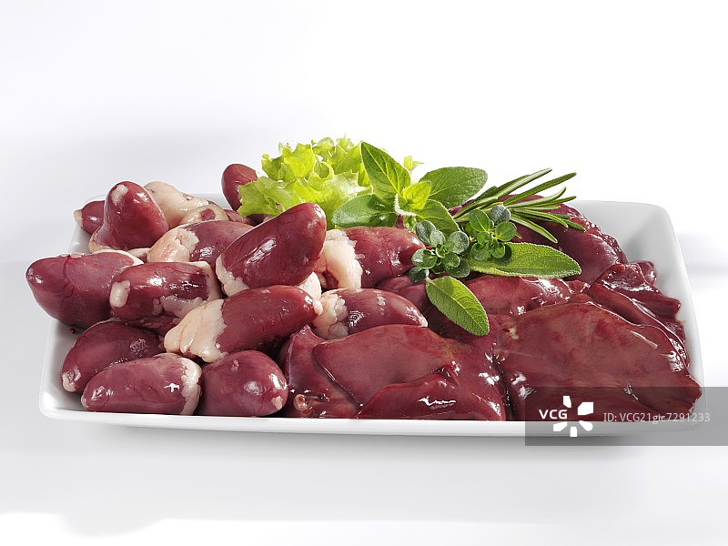 新鲜鸡心和鸡肝图片素材