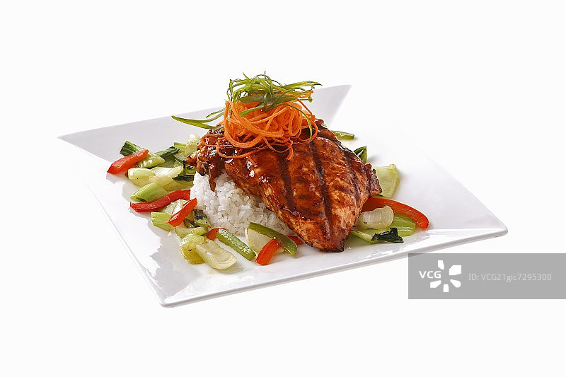 照烧三文鱼饭套餐图片素材