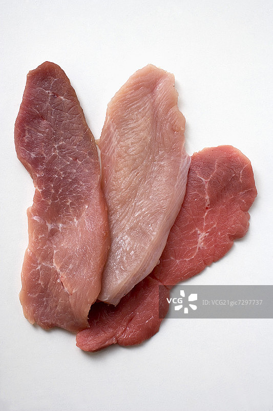 猪肉火鸡肉小牛肉片图片素材