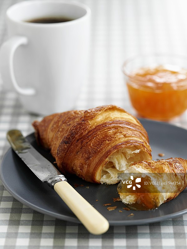 橘子酱咖啡牛角面包图片素材