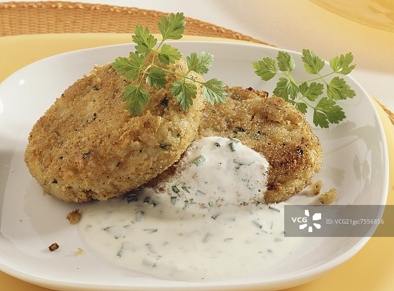 搭配香草酱的燕麦汉堡图片素材