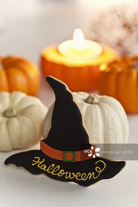 南瓜和女巫帽饼干图片素材