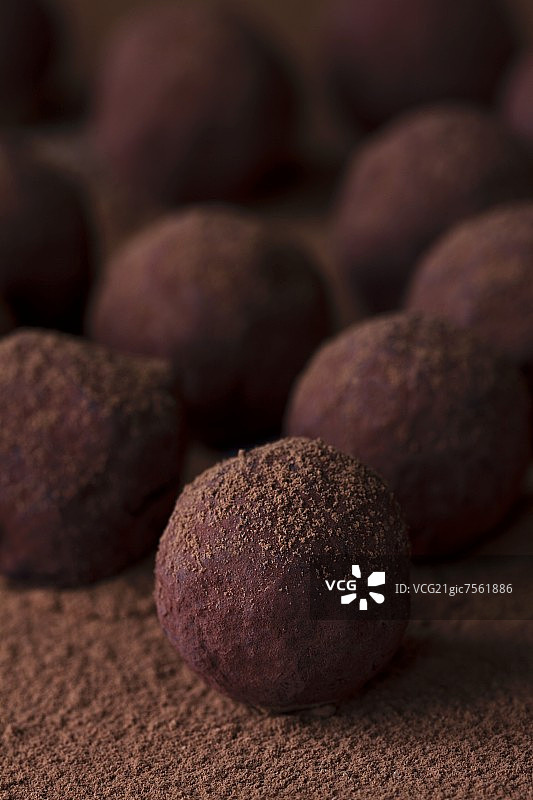 裹着可可粉的松露巧克力图片素材