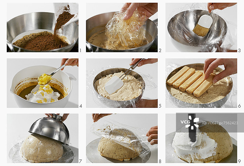 制作咖啡橙子圆顶蛋糕图片素材