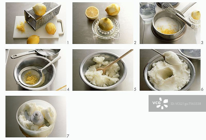 制作柠檬冰沙配腌制草莓图片素材