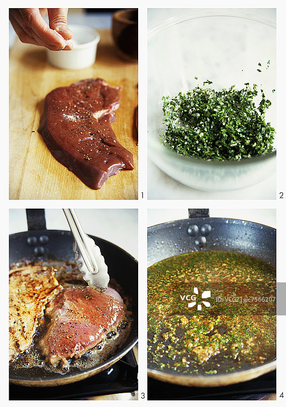 准备小牛肝和欧芹图片素材