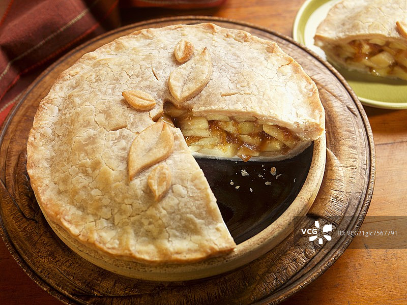 切掉一块的苹果派图片素材