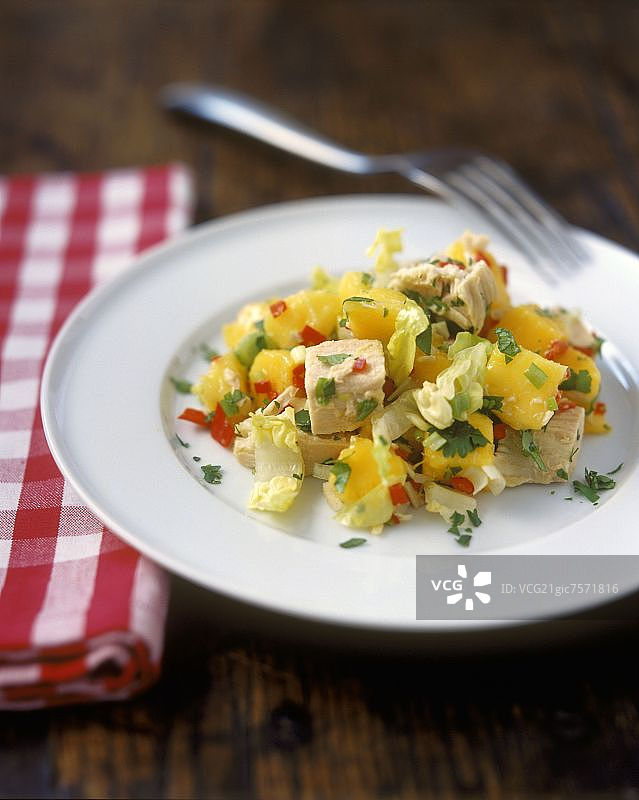 香辣火鸡芒果沙拉图片素材