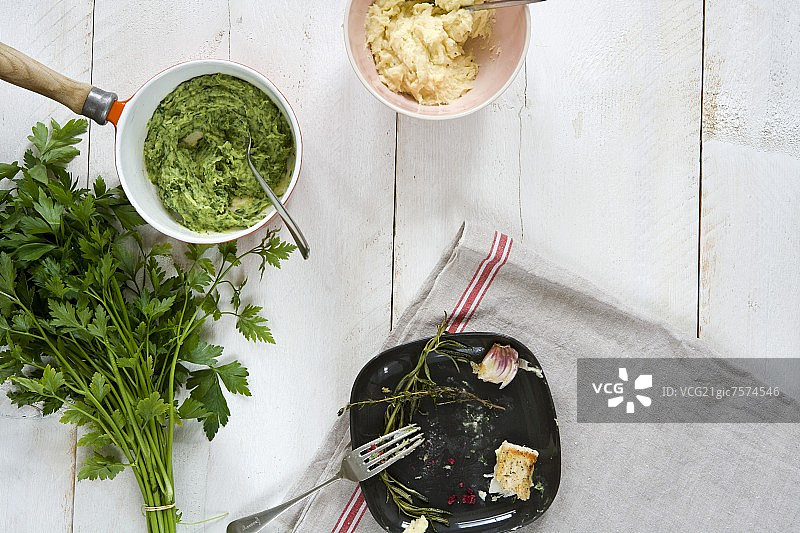 欧芹泥和土豆泥图片素材