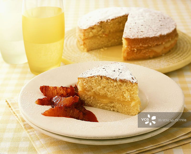 柠檬凝乳蛋糕配血橙图片素材