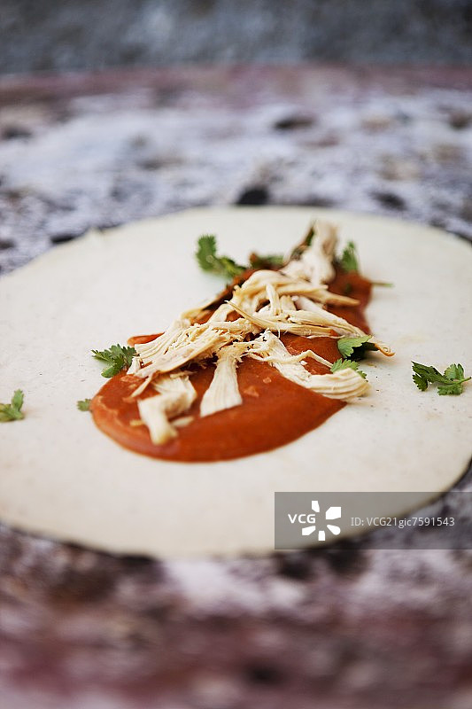 鸡肉番茄酱墨西哥卷饼图片素材
