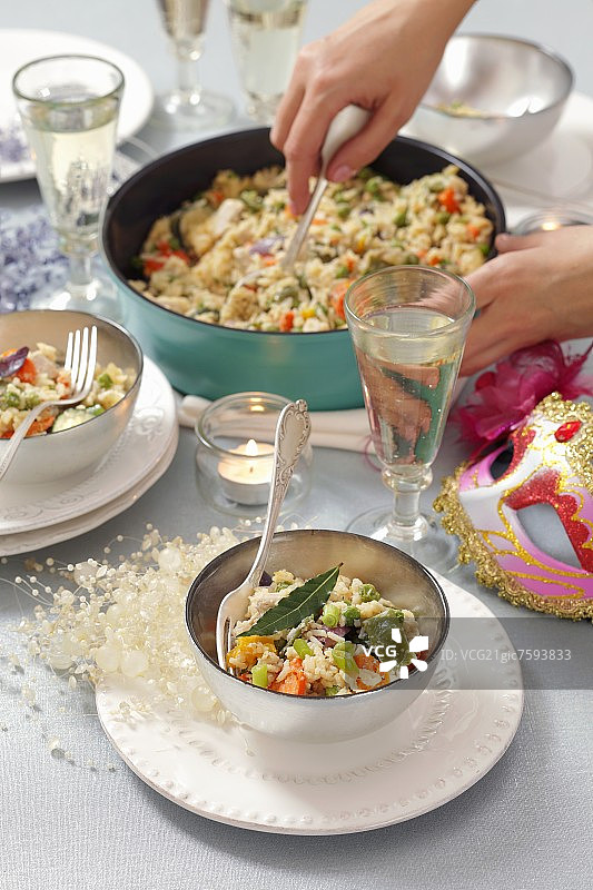 火鸡蔬菜米饭图片素材