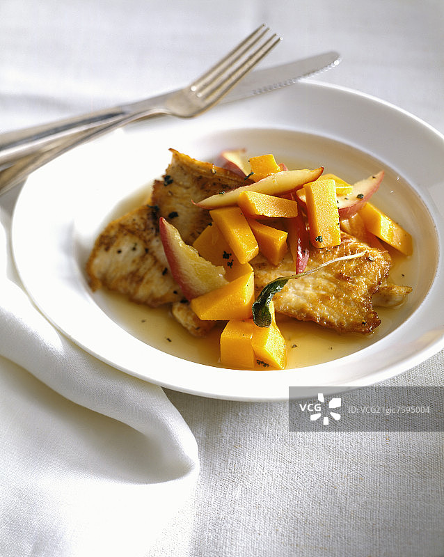 苹果南瓜水果火鸡肉片图片素材