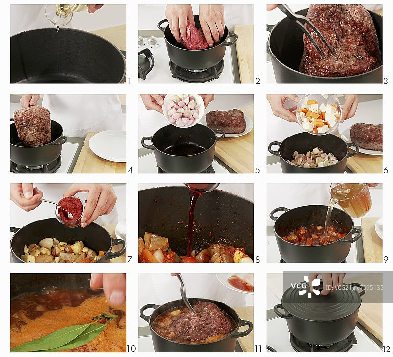 红烧牛肉制作中图片素材
