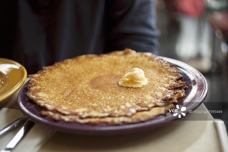 宾夕法尼亚州匹兹堡帕梅拉餐厅的薄煎饼早餐图片素材
