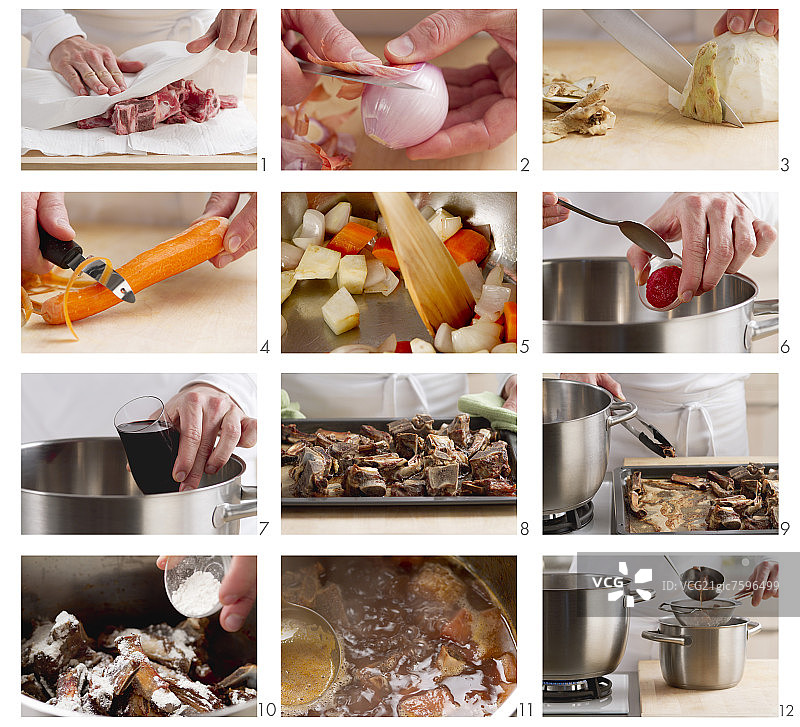 正在准备的Demi glace（基本棕色酱汁）图片素材