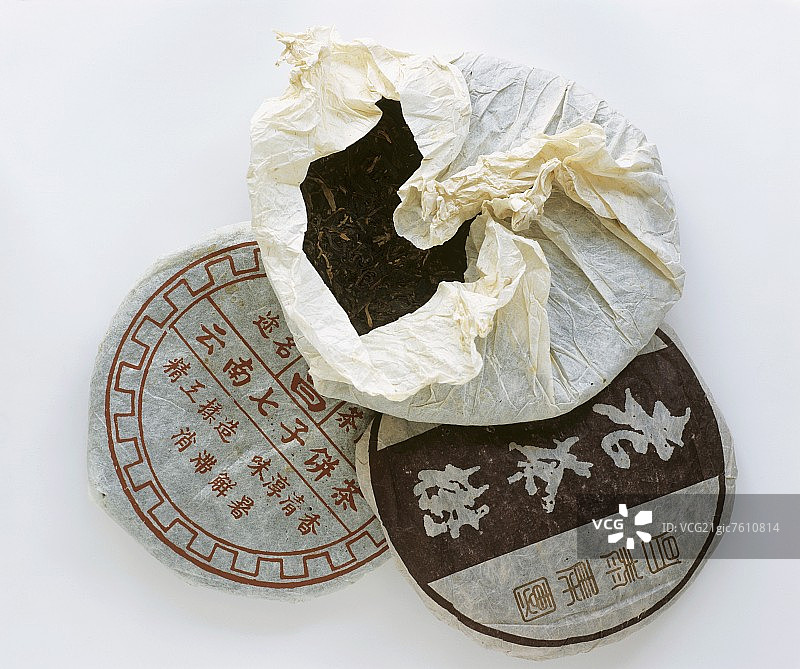 紧压型中国普洱茶饼图片素材