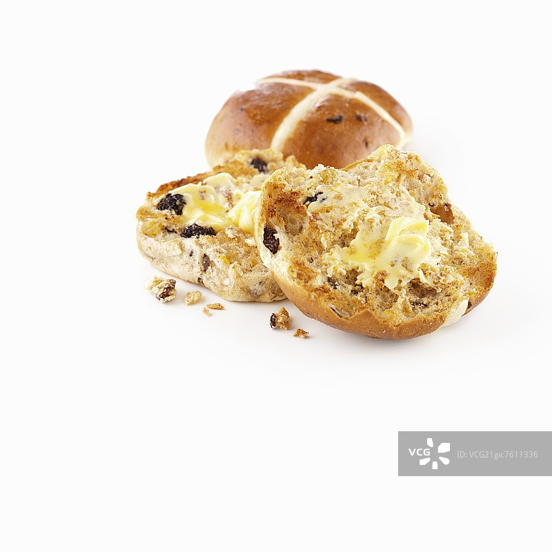 烤黄油十字面包（英国）图片素材