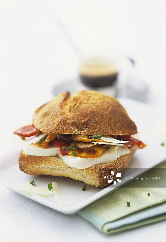 意大利甜椒莫扎里拉帕尼尼图片素材