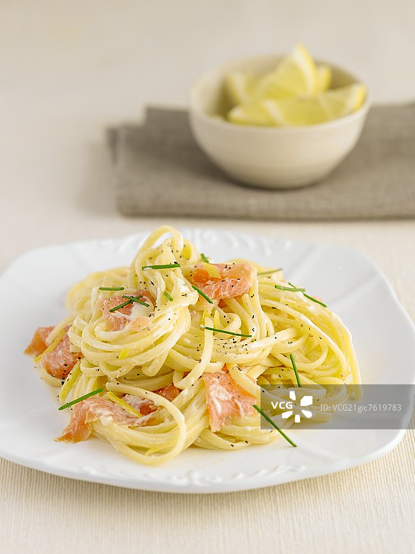 三文鱼意大利面图片素材