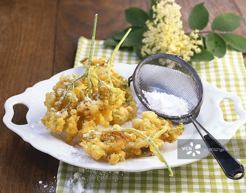接骨木花油炸饼图片素材