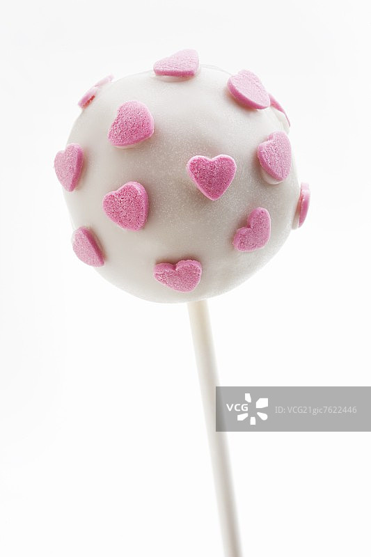 带有粉色糖心的白色蛋糕棒棒糖图片素材