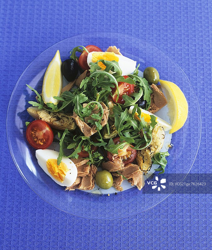 尼斯风味沙拉玻璃盘图片素材