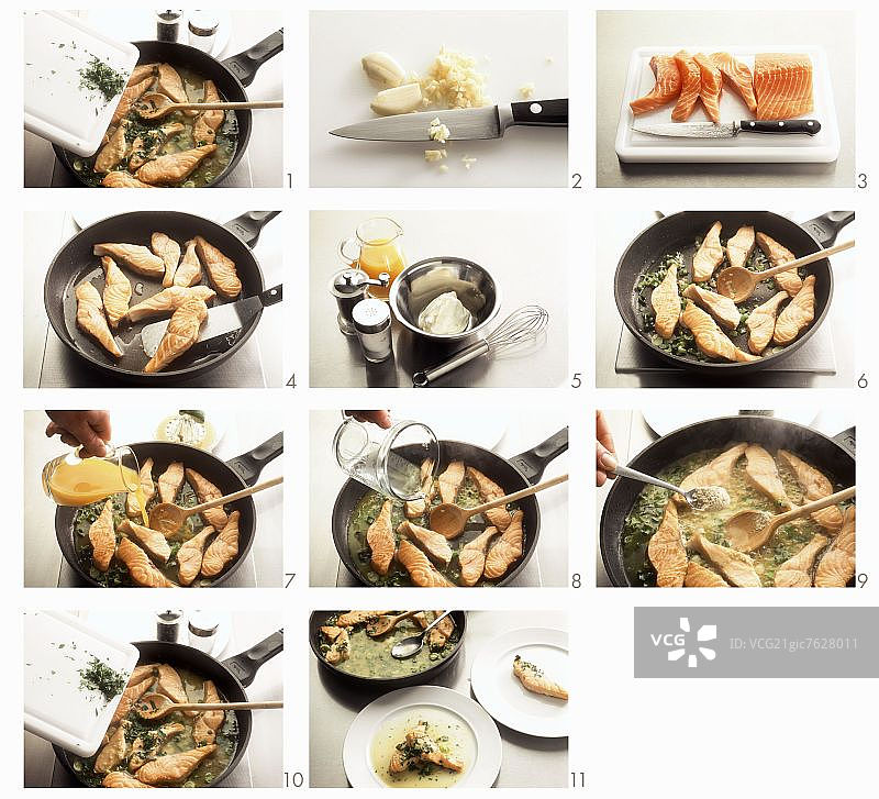 准备橙味芥末酱炸三文鱼图片素材