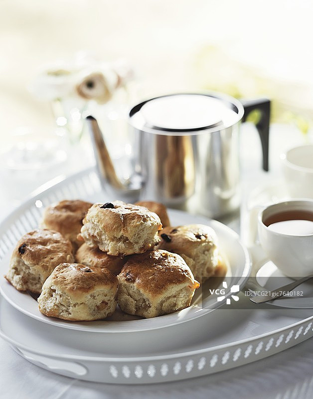 茶盘上的司康饼（英国）图片素材