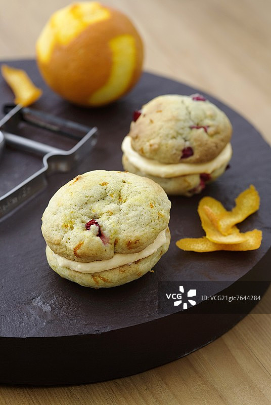 蔓越莓橙子惠普派，橙子香草奶油馅图片素材