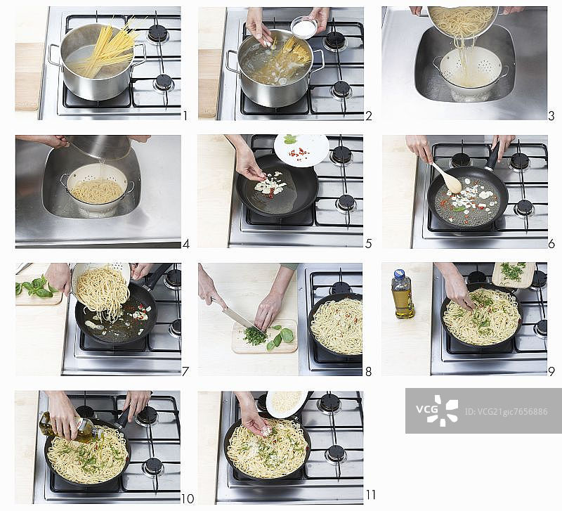 制作蒜油辣椒意大利面图片素材