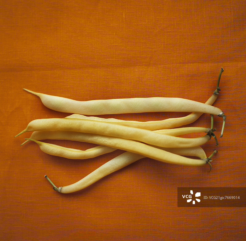 橙色背景下的蜡豆图片素材