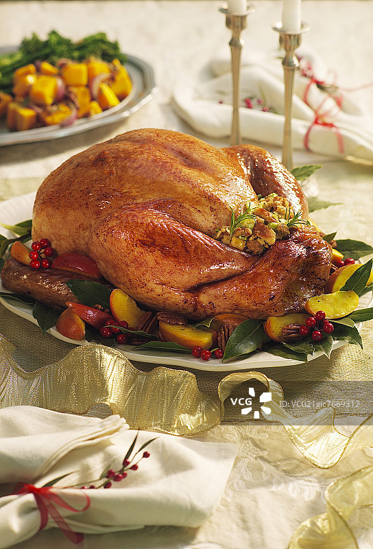 圣诞节的整只火鸡图片素材