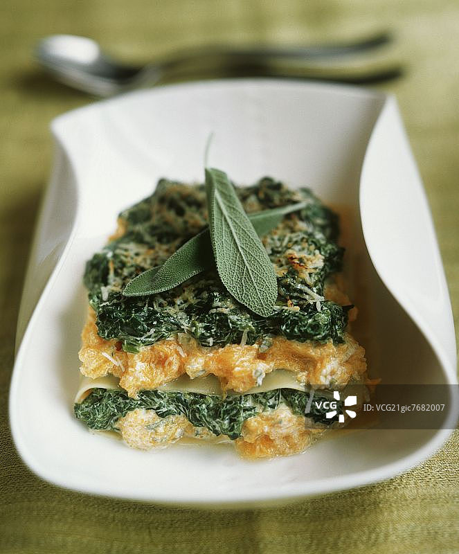 鼠尾草叶素食千层面图片素材