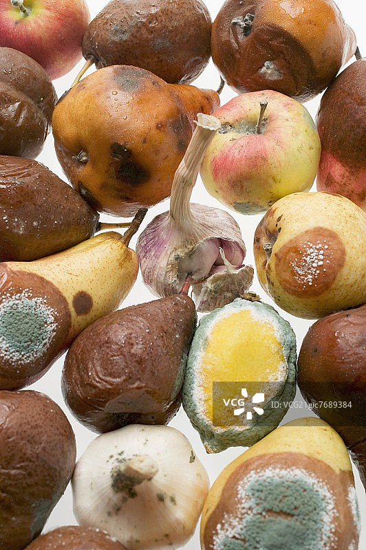 腐烂的水果和大蒜图片素材