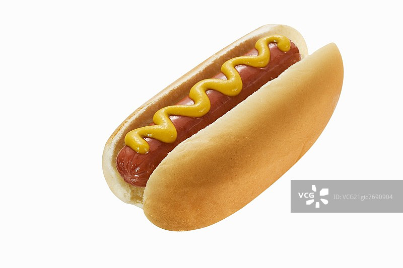 白色背景上的热狗和芥末酱图片素材